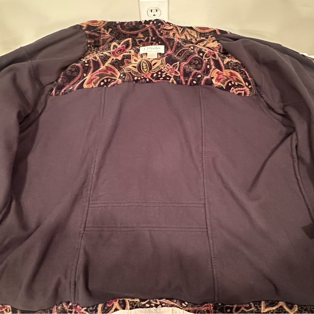 Crushed Velvet Vintage Paisley Jacket Brown Burgundy Gold Whimsigoth Sz 1X - Picture 9 of 14